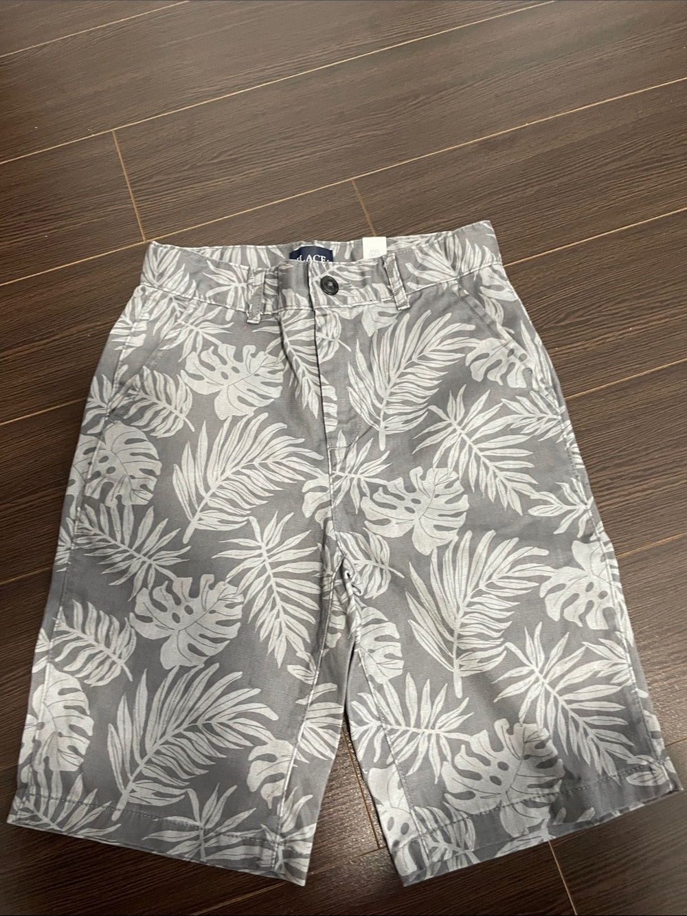 The Children's Place Gray Shorts with White Leaf Print